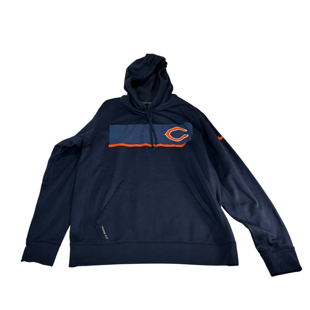 Nike Chicago Bears‎ NFL Therma-FIT Pullover Hoodie Navy Blue Mens Medium
